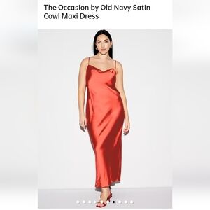 NWT Old Navy Satin Cowl Neck Maxi Dress Coral